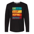 thumbnail image 1 of Inktastic Calf Roping Rodeo Eat Sleep Roping Repeat Long Sleeve T-Shirt, 1 of 5