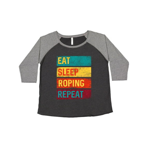 Inktastic Calf Roping Rodeo Eat Sleep Roping Repeat Women's Plus Size T-Shirt