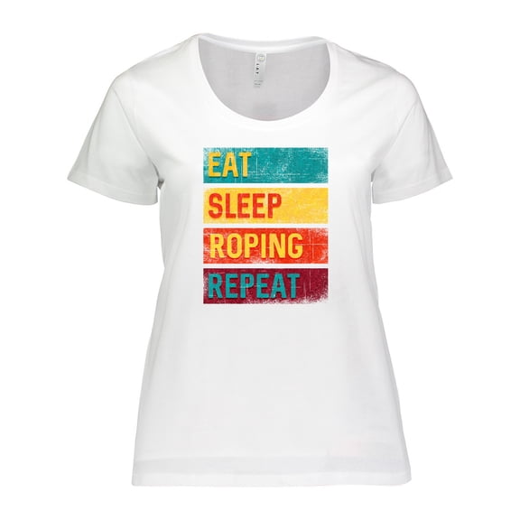 Inktastic Calf Roping Rodeo Eat Sleep Roping Repeat Women's Plus Size T-Shirt