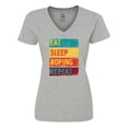 thumbnail image 1 of Inktastic Calf Roping Rodeo Eat Sleep Roping Repeat Women's V-Neck T-Shirt, 1 of 5