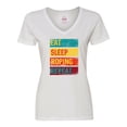 thumbnail image 1 of Inktastic Calf Roping Rodeo Eat Sleep Roping Repeat Women's V-Neck T-Shirt, 1 of 5