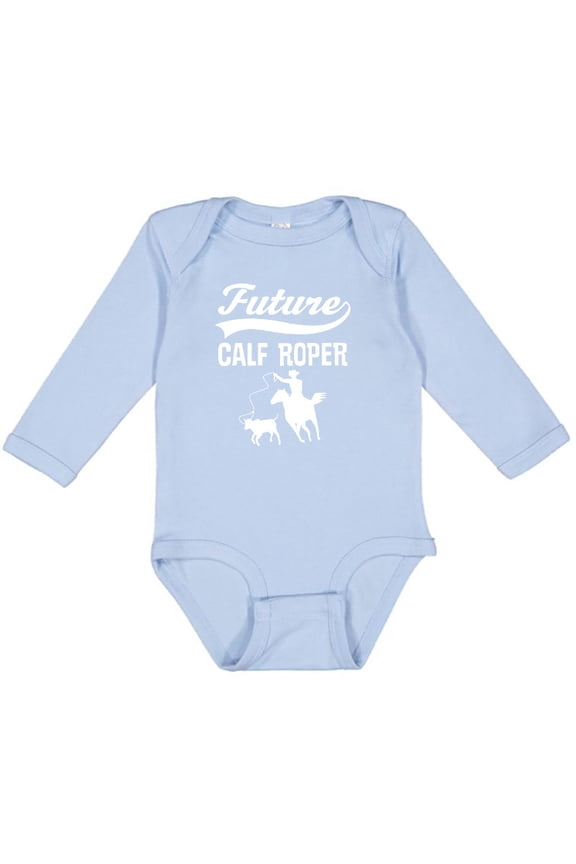 Calf Roping Rodeo Future Cowboy Boys Long Sleeve Baby Bodysuit