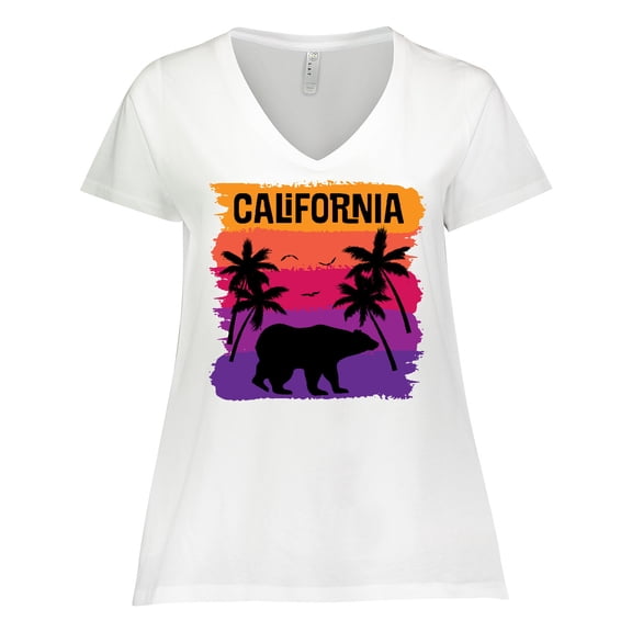 Inktastic California Sunset Vacation Beach Women's Plus Size V-Neck T-Shirt