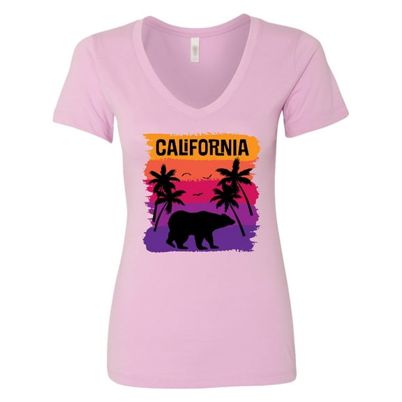 Inktastic California Sunset Vacation Beach Women's V-Neck T-Shirt