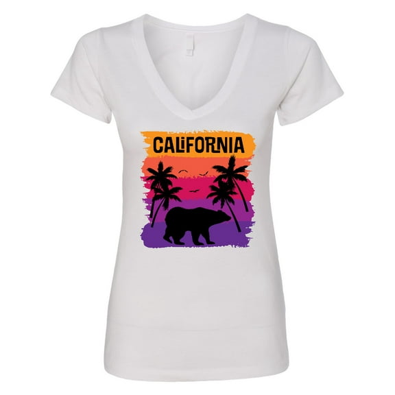 Inktastic California Sunset Vacation Beach Women's V-Neck T-Shirt
