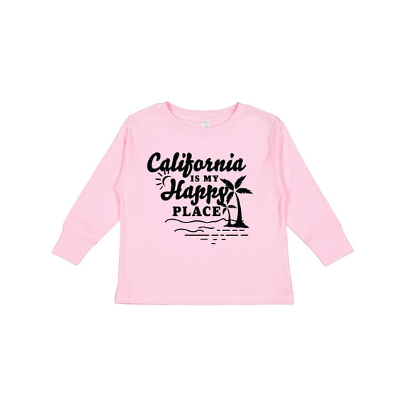 Inktastic California is My Happy Place with Palm Trees Boys or Girls Long Sleeve Toddler T-Shirt