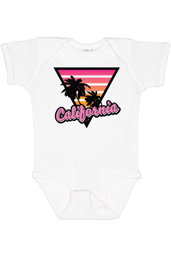 California with Triangle and Palm Trees Boys or Girls Baby Bodysuit