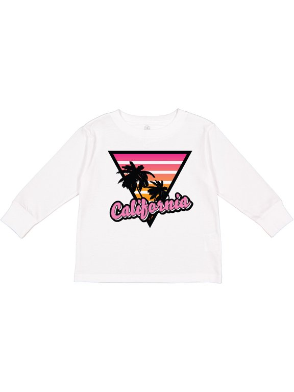 California with Triangle and Palm Trees Boys or Girls Long Sleeve Toddler T-Shirt