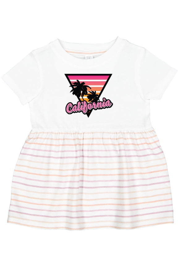 California with Triangle and Palm Trees Girls Baby Dress