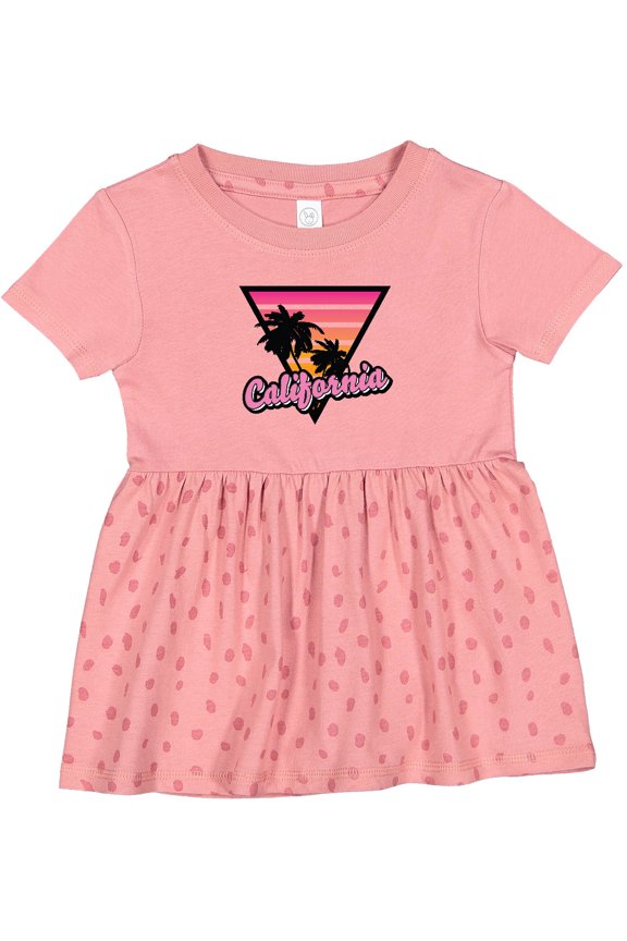 California with Triangle and Palm Trees Girls Baby Dress