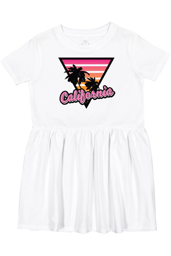California with Triangle and Palm Trees Girls Toddler Dress