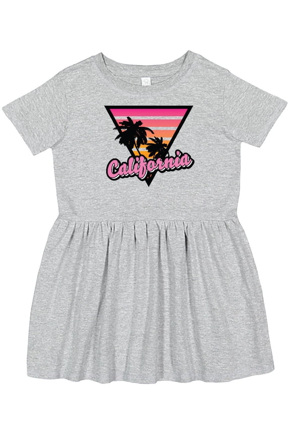 California with Triangle and Palm Trees Girls Toddler Dress