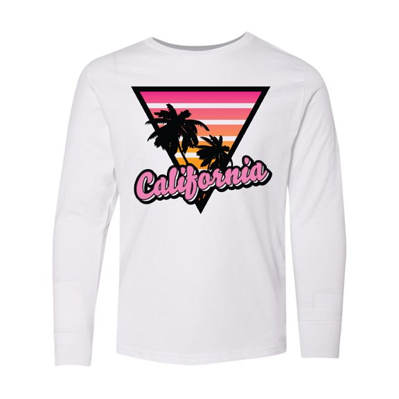 Inktastic California with Triangle and Palm Trees Long Sleeve Youth T-Shirt