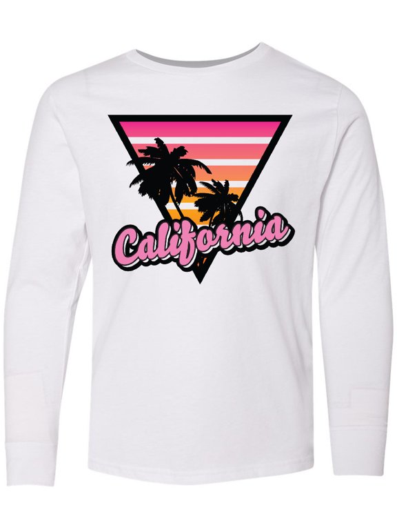 California with Triangle and Palm Trees Long Sleeve Youth T-Shirt
