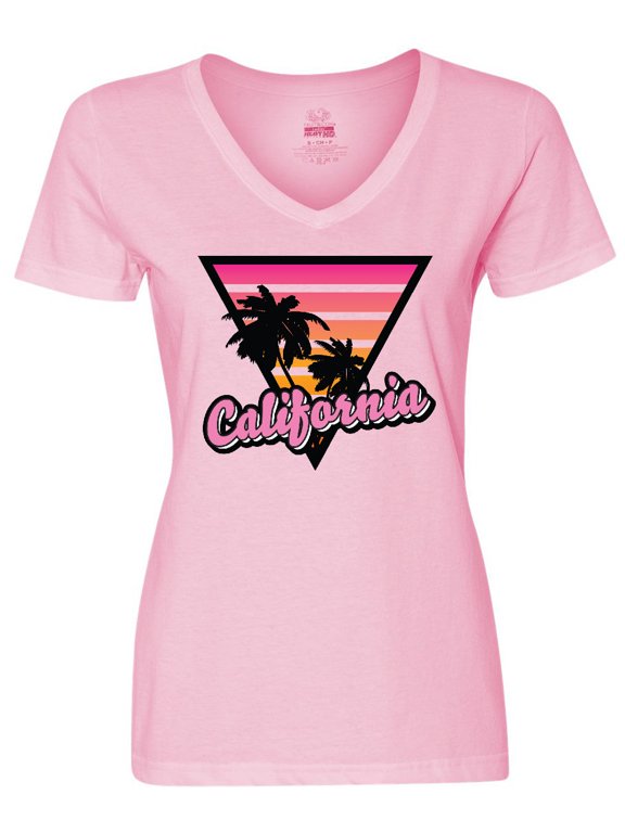 California with Triangle and Palm Trees Women's V-Neck T-Shirt