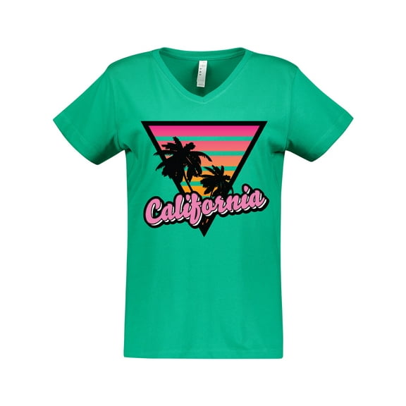 Inktastic California with Triangle and Palm Trees Women's V-Neck T-Shirt