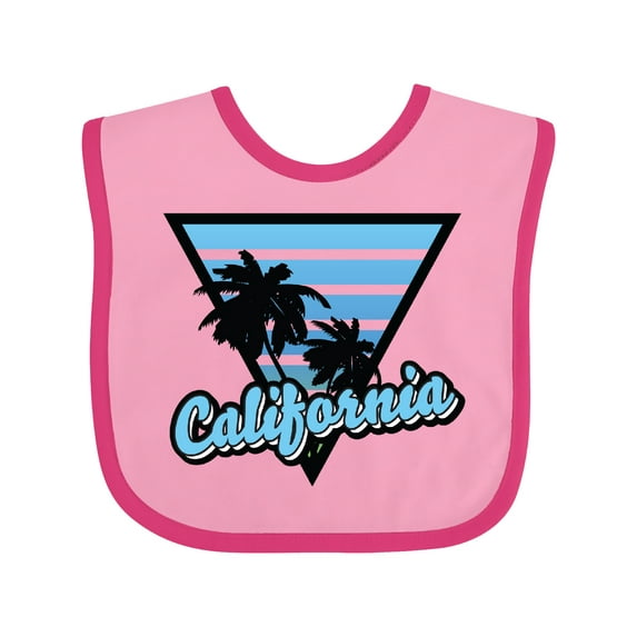 Inktastic California with Triangle and Palm Trees in Blue Boys or Girls Baby Bib