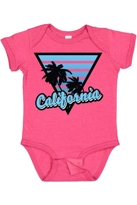 California with Triangle and Palm Trees in Blue Boys or Girls Baby Bodysuit