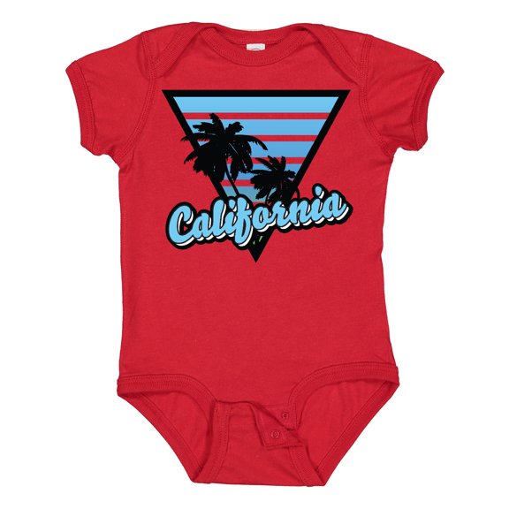 Inktastic California with Triangle and Palm Trees in Blue Boys or Girls Baby Bodysuit