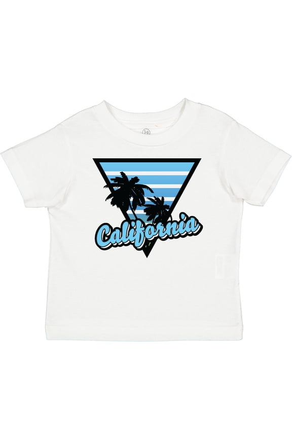 California with Triangle and Palm Trees in Blue Boys or Girls Baby T-Shirt