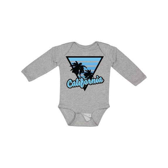 Inktastic California with Triangle and Palm Trees in Blue Boys or Girls Long Sleeve Baby Bodysuit