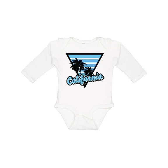 Inktastic California with Triangle and Palm Trees in Blue Boys or Girls Long Sleeve Baby Bodysuit
