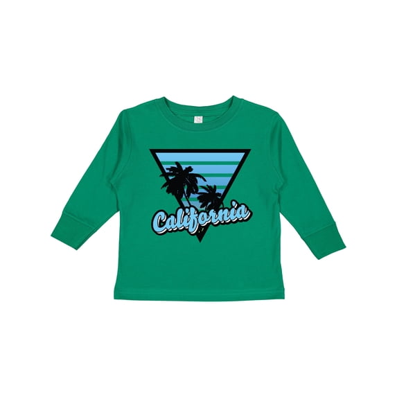 Inktastic California with Triangle and Palm Trees in Blue Boys or Girls Long Sleeve Toddler T-Shirt