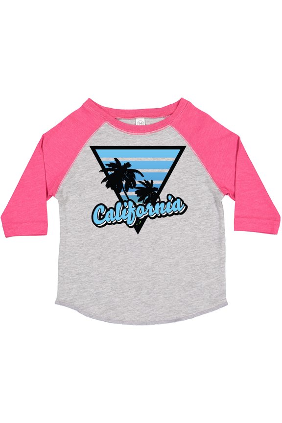 California with Triangle and Palm Trees in Blue Boys or Girls Toddler T-Shirt
