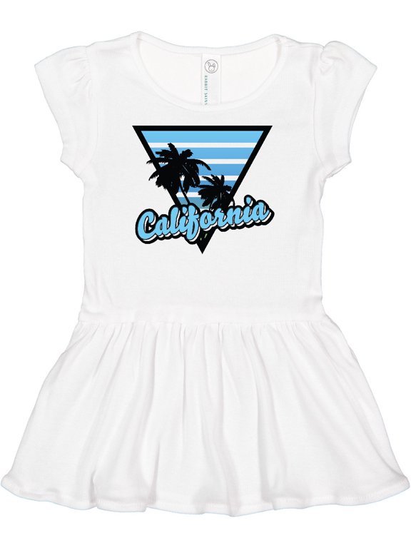 California with Triangle and Palm Trees in Blue Girls Baby Dress