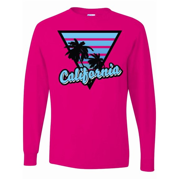 Inktastic California with Triangle and Palm Trees in Blue Long Sleeve T-Shirt