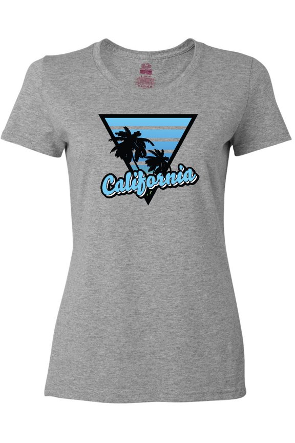 California with Triangle and Palm Trees in Blue Women's T-Shirt