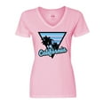 thumbnail image 1 of Inktastic California with Triangle and Palm Trees in Blue Women's V-Neck T-Shirt, 1 of 5
