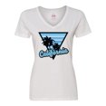 thumbnail image 1 of Inktastic California with Triangle and Palm Trees in Blue Women's V-Neck T-Shirt, 1 of 5