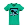 thumbnail image 1 of Inktastic California with Triangle and Palm Trees in Blue Women's V-Neck T-Shirt, 1 of 5