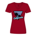 thumbnail image 1 of Inktastic California with Triangle and Palm Trees in Blue Women's V-Neck T-Shirt, 1 of 5