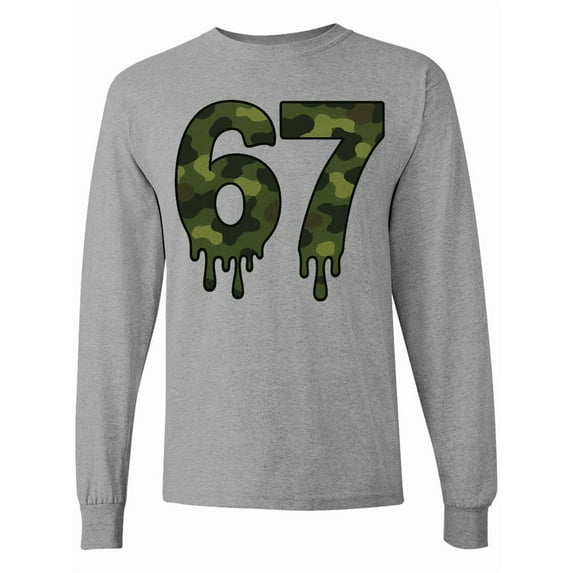 Inktastic Camouflage Number 67 Drip Pattern Long Sleeve T-Shirt