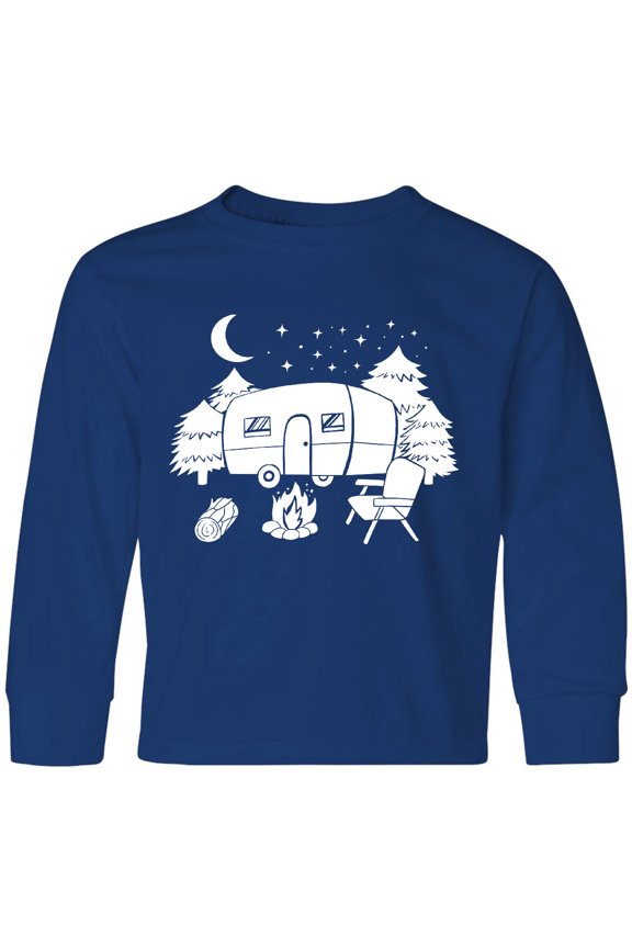 Camper In A Star Filled Night Long Sleeve Youth T-Shirt