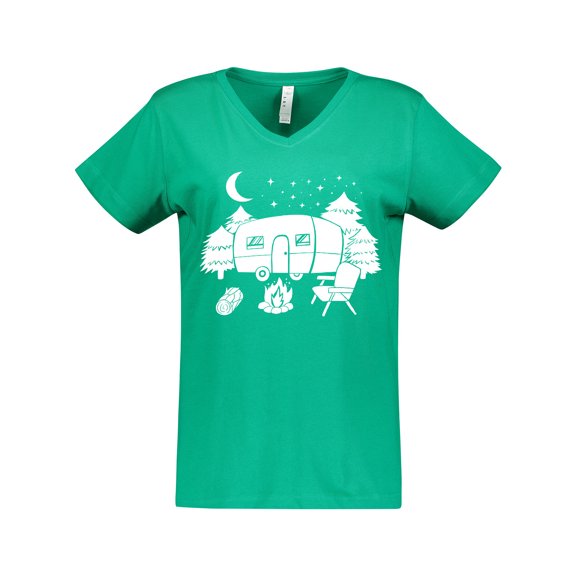 Inktastic Camper In A Star Filled Night Women's V-Neck T-Shirt