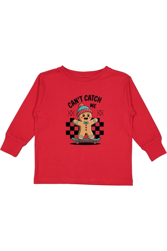 Can't Catch Me Gingerbread Man Boys or Girls Long Sleeve Toddler T-Shirt