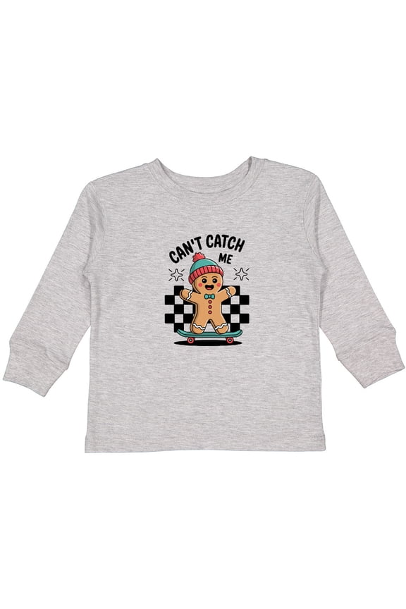 Can't Catch Me Gingerbread Man Boys or Girls Long Sleeve Toddler T-Shirt