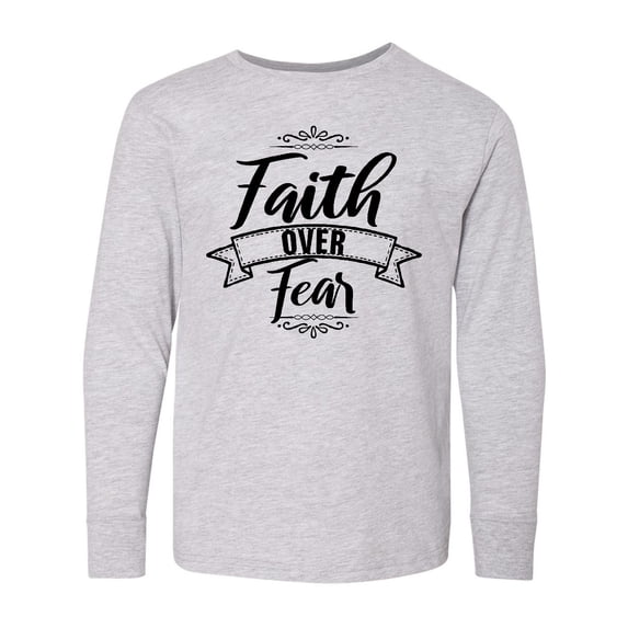 Inktastic Cancer Awareness Faith Over Fear Long Sleeve Youth T-Shirt