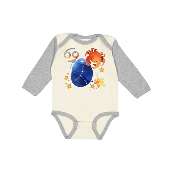 Inktastic Cancer Crab Constellation Zodiac Sign Illustration Boys or Girls Long Sleeve Baby Bodysuit