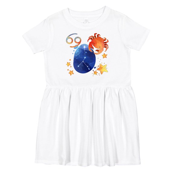 Inktastic Cancer Crab Constellation Zodiac Sign Illustration Girls Toddler Dress