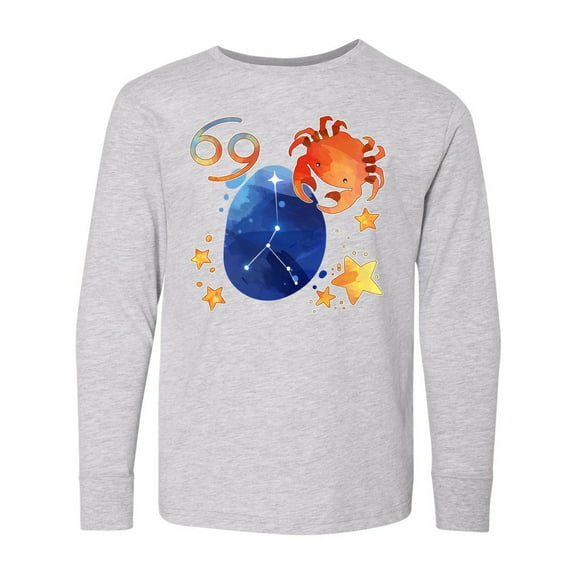 Inktastic Cancer Crab Constellation Zodiac Sign Illustration Long Sleeve Youth T-Shirt