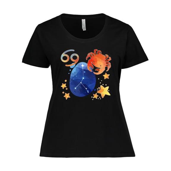 Inktastic Cancer Crab Constellation Zodiac Sign Illustration Women's Plus Size T-Shirt