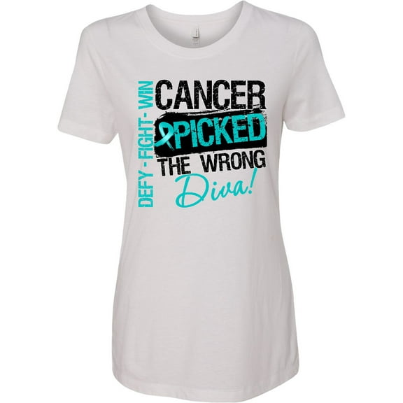 Inktastic Cancer Picked the Wrong Diva Ovarian Cancer Women's T-Shirt