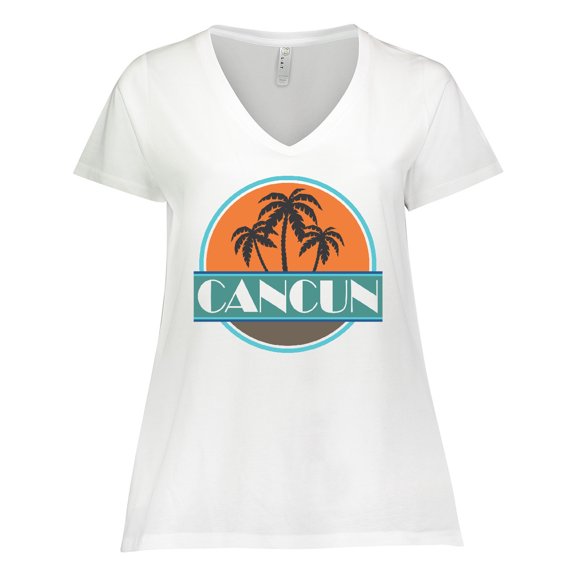 Inktastic Cancun Mexico Vacation Women's Plus Size V-Neck T-Shirt