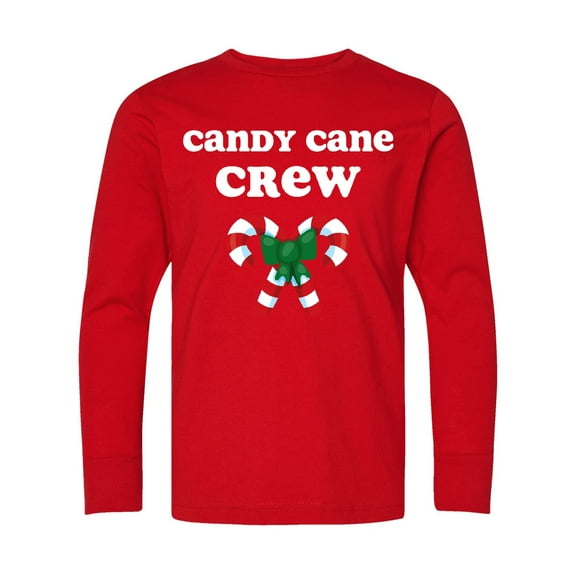 Inktastic Candy Cane Crew Long Sleeve Youth T-Shirt