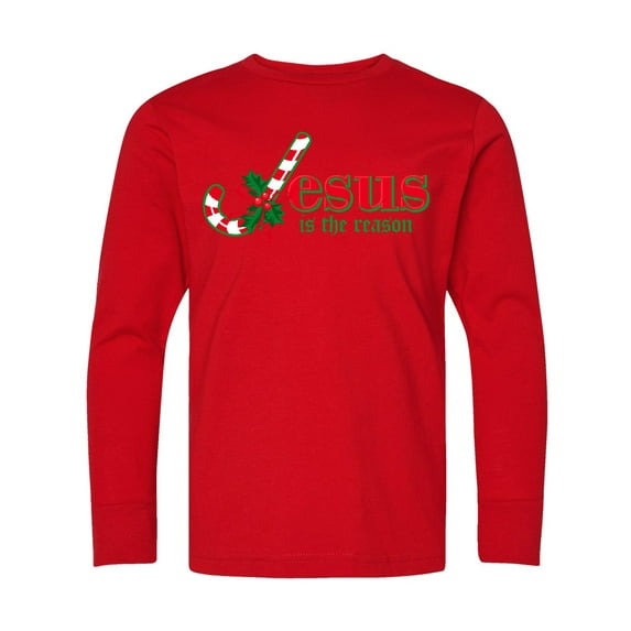 Inktastic Candy Cane Jesus Long Sleeve Youth T-Shirt
