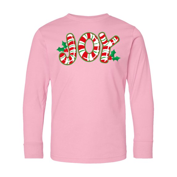 Inktastic Candy Cane Joy Long Sleeve Youth T-Shirt